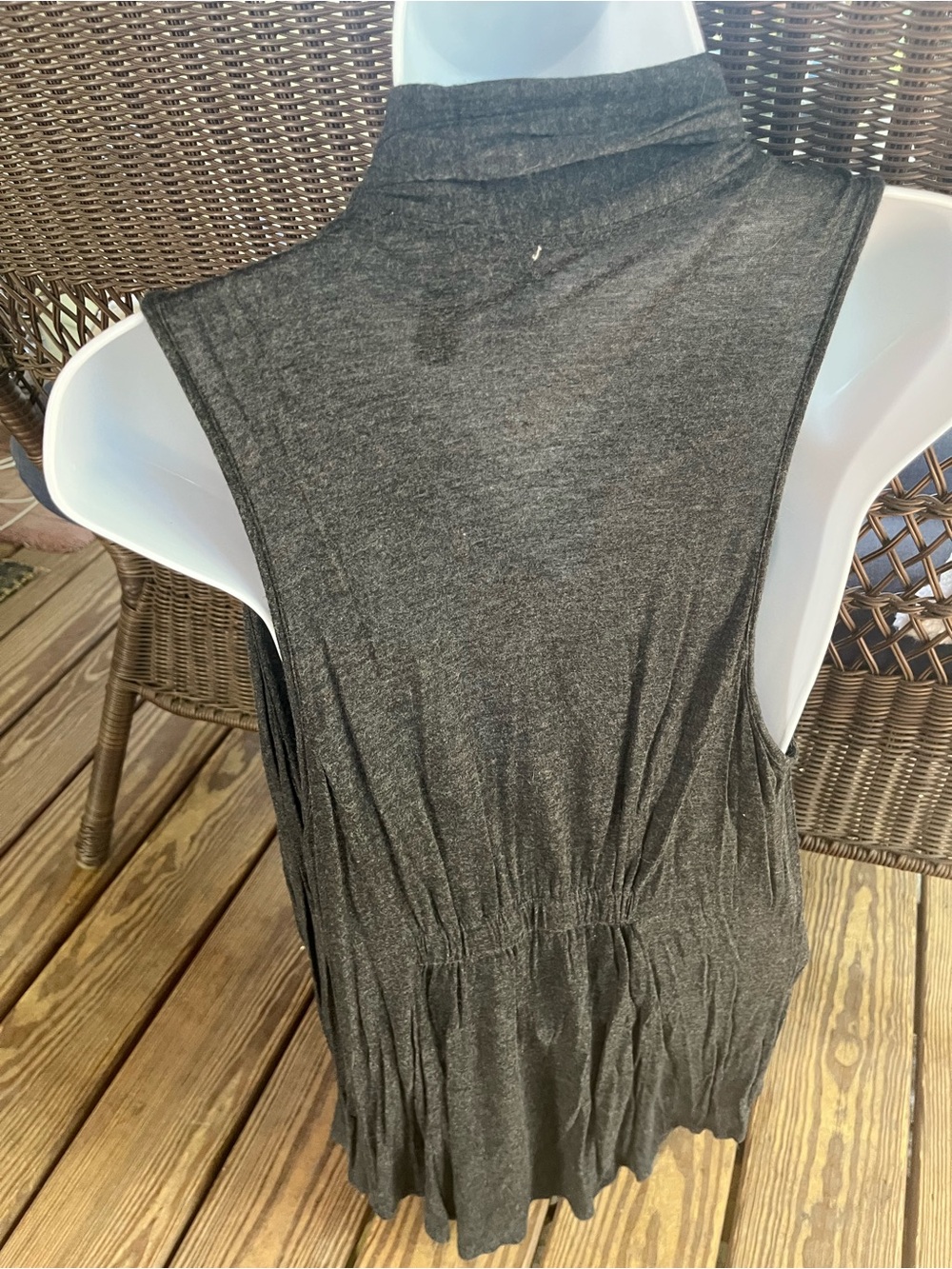 Ambiance Charcoal Gray Lightweight Draped Vest - Picture 3 of 4
